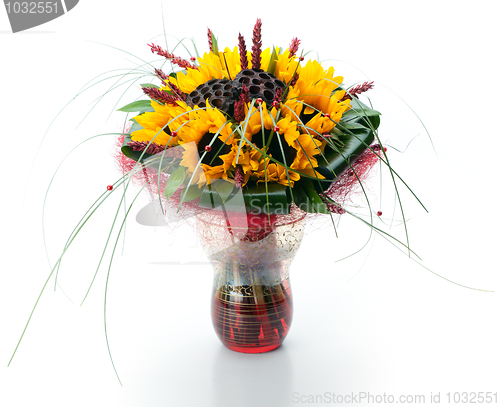 Image of Festive bouquet of sunflowers