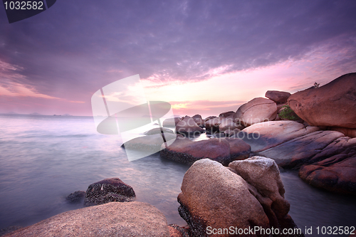 Image of Sea stones at sunset