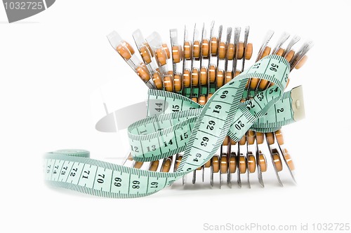 Image of measurement tape and orange pills