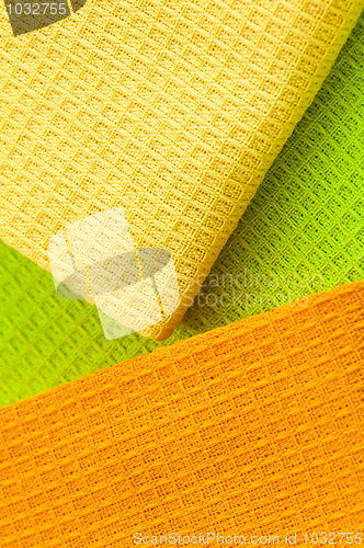 Image of  Multi-coloured towels, close up a background 