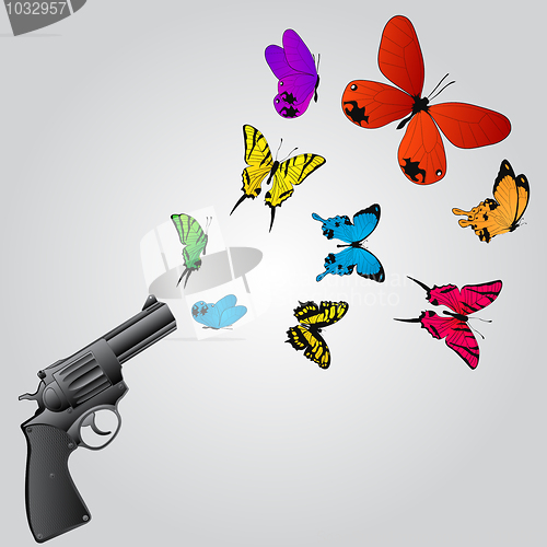 Image of Butterflies and gun