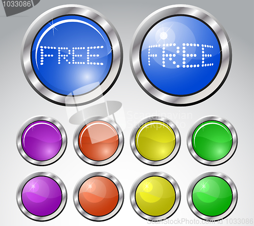 Image of Set of multicolored glasses round buttons