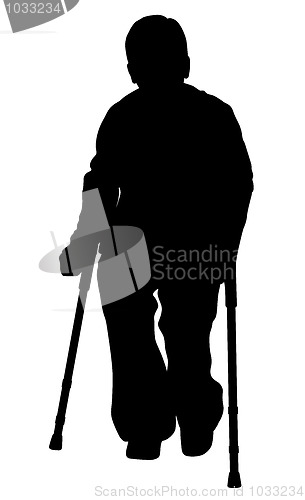 Image of Handicap person with crutches