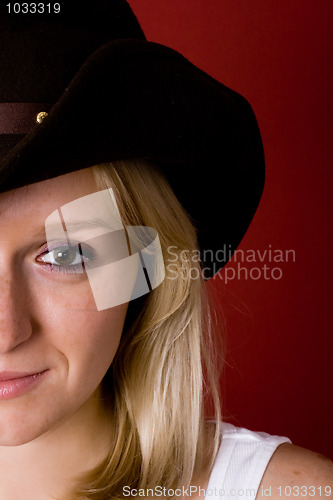Image of western woman in cowboy hat 