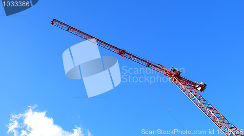 Image of red tower crane