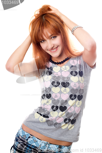 Image of Portrait of attractive red-haired girl