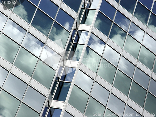Image of Blue sky and clouds reflection
