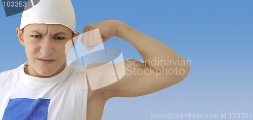 Image of Funny guy with big muscles