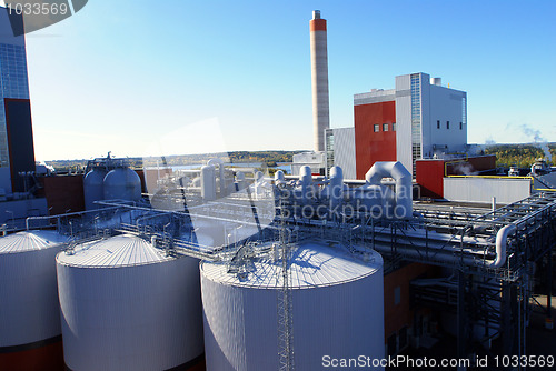 Image of Modern industrial factory against blue sky