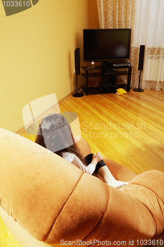 Image of Girl watching television