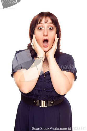 Image of Shocked Young Caucasian Woman with Hands on Face