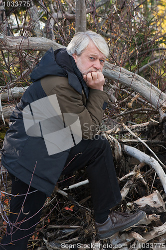 Image of Middle-aged man in forest.