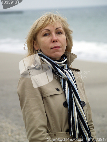 Image of Woman on sea shore