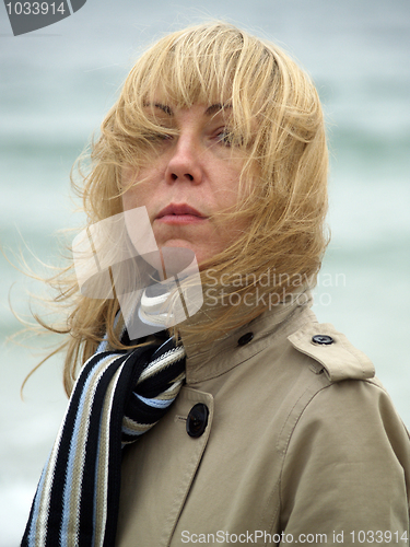 Image of Woman on sea shore