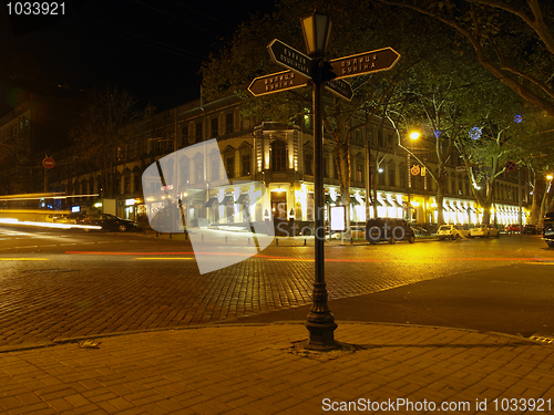 Image of Night street in Odessa Ukraine