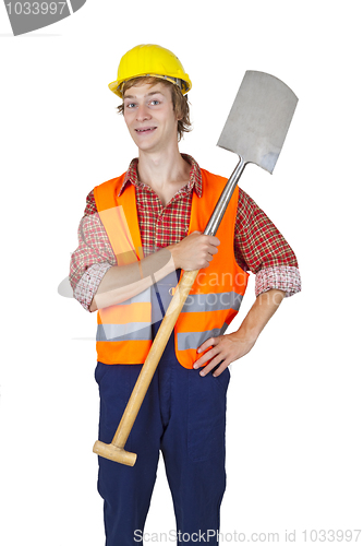 Image of Young worker with spade
