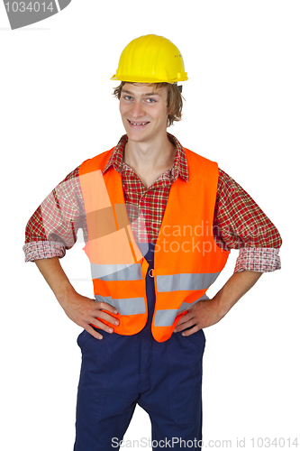 Image of Young worker with visibility vest 