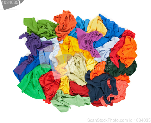 Image of Messy colorful clothes from above