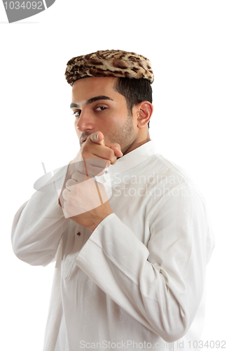 Image of Ethnic man pointing finger at you