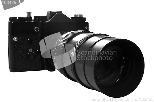 Image of Retro SLR Camera in b&w