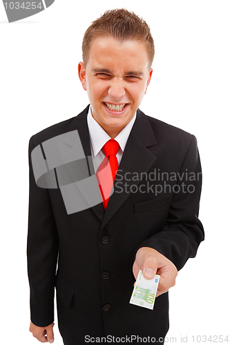 Image of Evil man offering small money