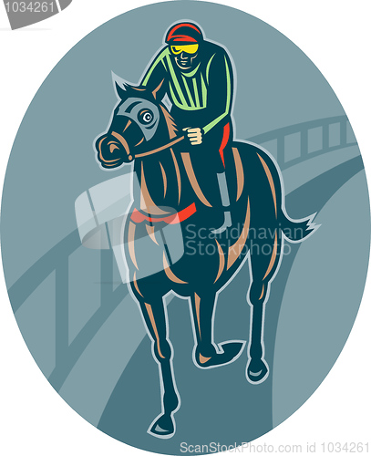 Image of Horse and jockey racing