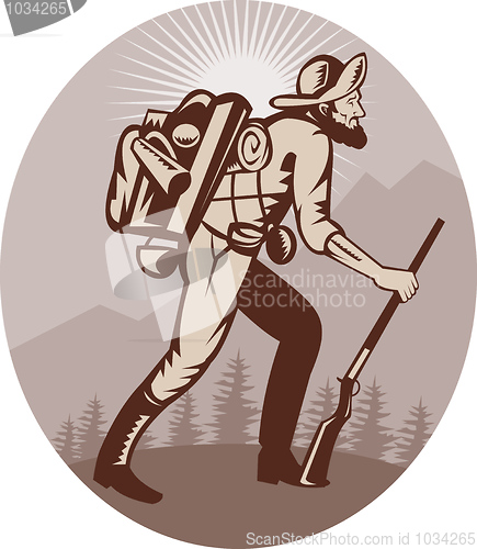 Image of Miner prospector hunter trapper hiking 