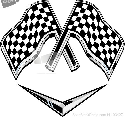 Image of metallic racing checkered flag crossed