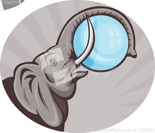 Image of african elephant with sphere ball