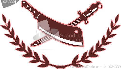Image of  butcher's knife and blade sharpener 