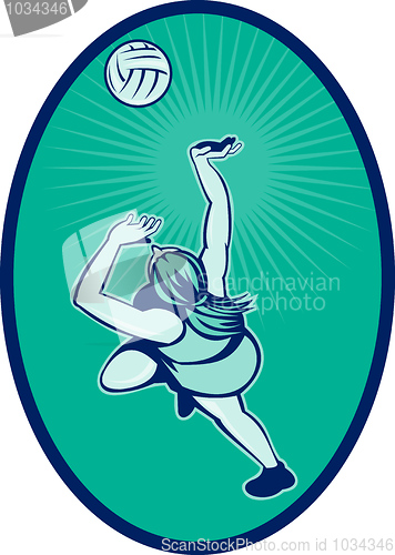 Image of Netball player rebounding jumping