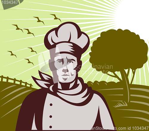 Image of Baker chef or cook with farm