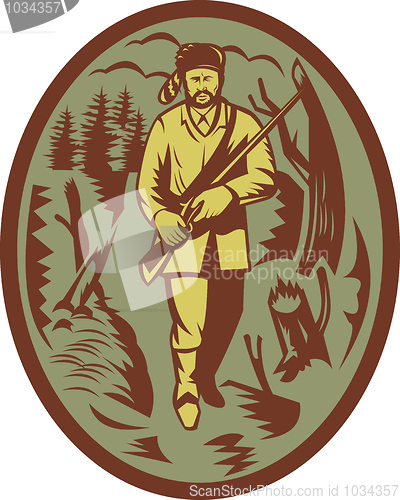 Image of pioneer hunter trapper with rifle