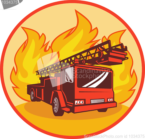 Image of Fire truck or engine with flames