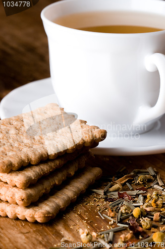 Image of cup of tea and fresh cookies