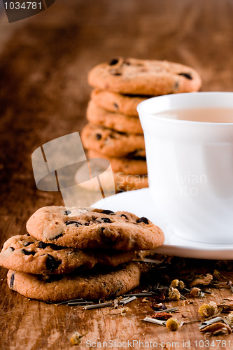 Image of cup of herbal tea and some fresh cookies