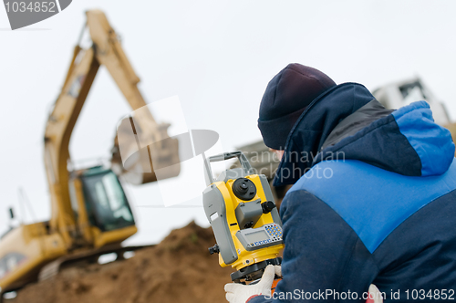 Image of land surveying with theodolite