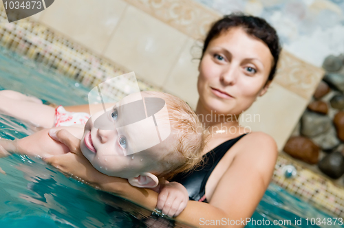 Image of mother and child in pool