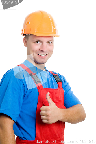 Image of Positive builder worker isolated