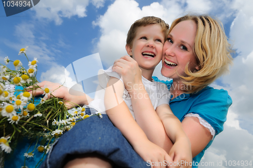 Image of happy mother and son