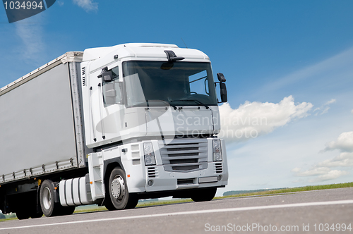 Image of close up lorry truck on road