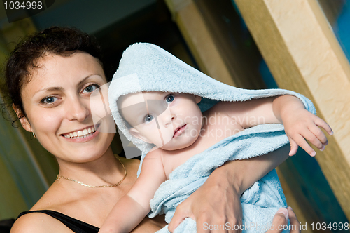 Image of mother and child in bath towel