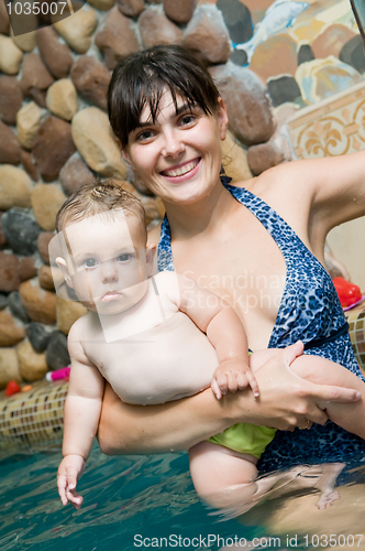 Image of mother and child in pool