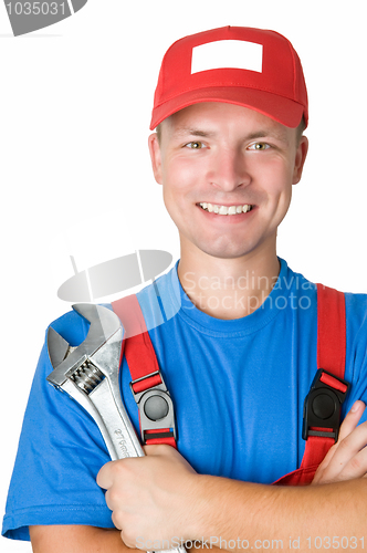 Image of happy repairman worker serviceman