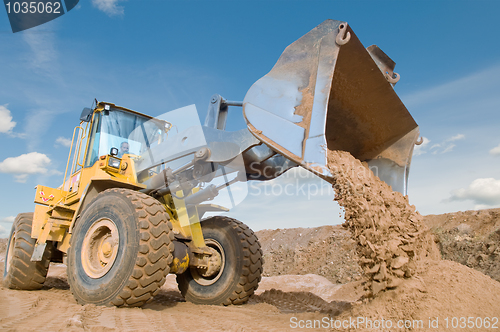 Image of wheel loader excavation working