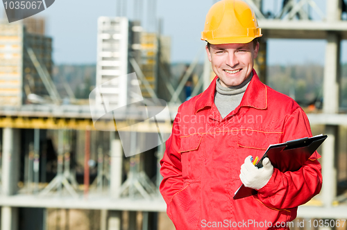 Image of smiling builder inspector worker