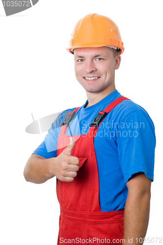 Image of Positive builder worker isolated