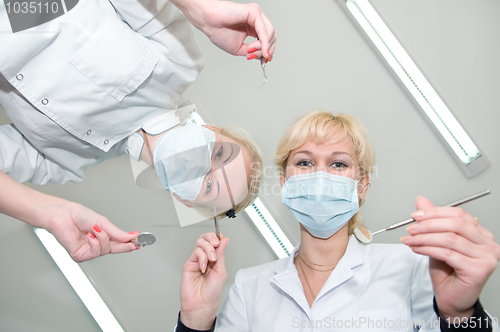 Image of dentists preparing for dental curing