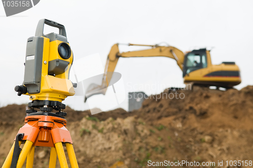 Image of Surveyor theodolite on tripod 