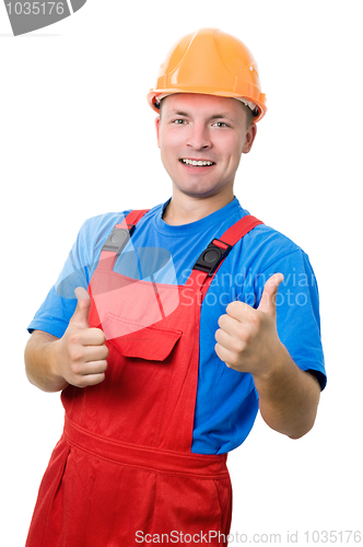 Image of Positive builder worker isolated